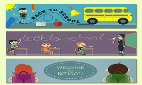 3 creative school banner vector